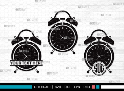 Alarm Clock Monogram SVG Cut File | Alarm Svg | Clock Svg | Time Svg | Morning Clock Svg | Alarm Clock Clipart SVG ETC Craft 