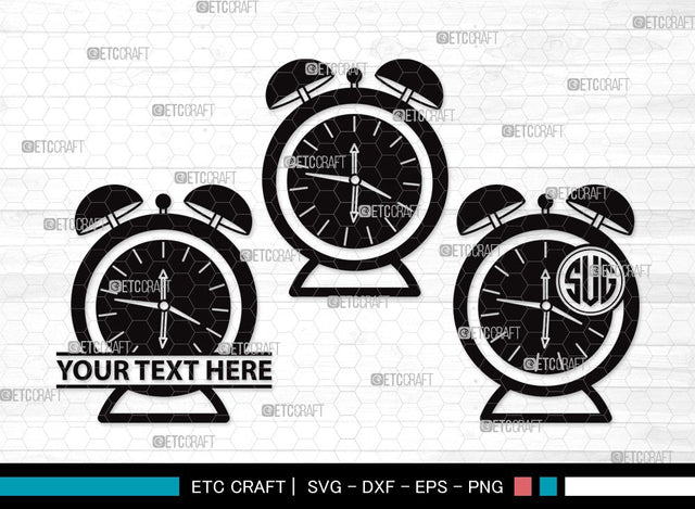 Alarm Clock Monogram SVG Cut File | Alarm Svg | Clock Svg | Time Svg | Morning Clock Svg | Alarm Clock Clipart SVG ETC Craft 