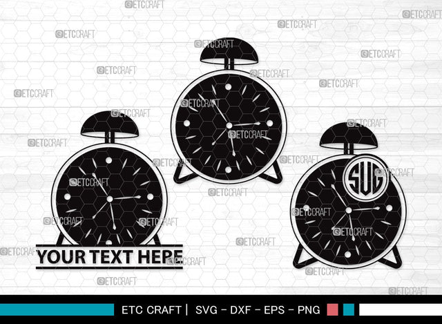 Alarm Clock Monogram SVG Cut File | Alarm Svg | Clock Svg | Time Svg | Morning Clock Svg | Alarm Clock Clipart SVG ETC Craft 
