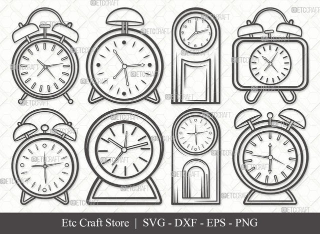 Alarm Clock Outline SVG Cut File | Alarm Svg | Clock Svg | Time Svg | Morning Clock Svg | Bundle SVG ETC Craft 