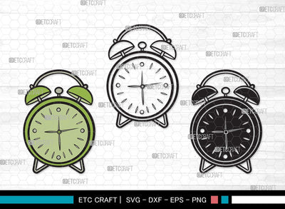 Alarm Clock SVG Cut File | Alarm Svg | Clock Svg | Time Svg | Morning Clock Svg | Alarm Clock Clipart SVG ETC Craft 
