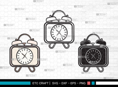 Alarm Clock SVG Cut File | Alarm Svg | Clock Svg | Time Svg | Morning Clock Svg | Alarm Clock Clipart SVG ETC Craft 