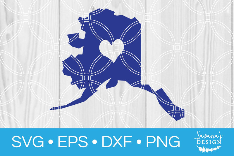 Alaska State with Heart SVG SavanasDesign 