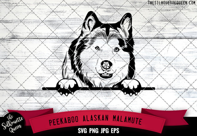 Alaskan Malamute Peek A Boo | Peekaboo | Peeking Dog Face SVG for Glowforge, Cricut, Laser, Silhouette, Scan n cut files SVG Loveleen Kaur 