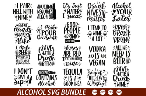 Alcohol Bundle Svg, Wine svg, funny alcohol svg, Drink Svg, drinking svg, tequila svg, vodka silhouette Digital Download, SVG craftor SVG MD mominul islam 