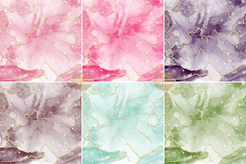 Alcohol Ink and Gold Glitter Texture Digital Papers Backgrounds Digital Pattern SineDigitalDesign 