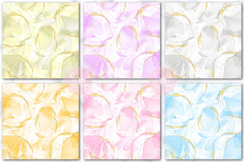 Alcohol Ink and Metallic Gold Digital Paper Backgrounds Set Digital Pattern SineDigitalDesign 