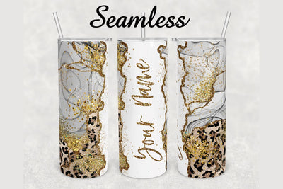 Alcohol Ink Cheetah Glitter Marble Tumbler sublimation design 20 oz skinny tumbler wrap Sublimation BambinaCreations 