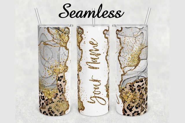 Alcohol Ink Cheetah Glitter Marble Tumbler sublimation design 20 oz skinny tumbler wrap Sublimation BambinaCreations 