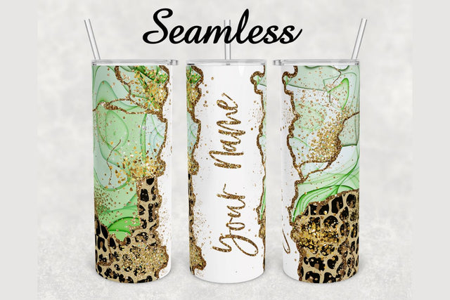 Alcohol Ink Cheetah Glitter Marble Tumbler sublimation design 20 oz skinny tumbler wrap Sublimation BambinaCreations 