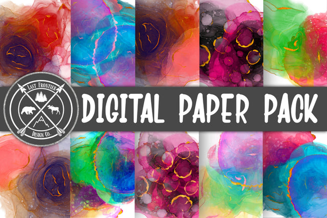 Alcohol Ink Digital Paper Pack Vol. 2|Scrapbooking Paper Sublimation Last Frontier Design Co. 