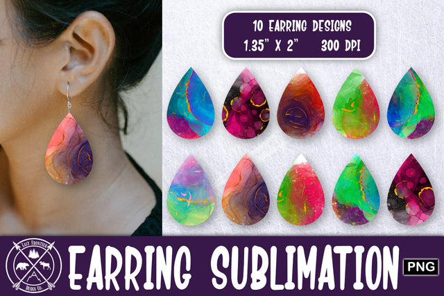 Alcohol Ink Earring Sublimation| Teardrop earring png Sublimation Last Frontier Design Co. 
