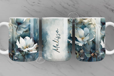 Alcohol Ink Floral Mug, Floral Mug PNG, Wild Flower, Add Your Own Name, Watercolor Flower Mug, 11 & 15 Oz Mug Sublimation Wrap, Digital File Sublimation Syre Digital Creations 