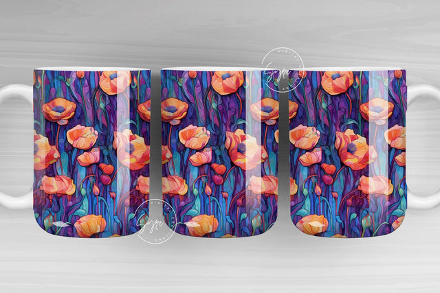 Alcohol Ink Floral Wrap, Floral Mug PNG, Wild Flower Mug Sublimation, Watercolor Flower Mug, 11 & 15 Oz Mug Sublimation Wrap, Digital File Sublimation Syre Digital Creations 