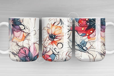Alcohol Ink Floral Wrap, Floral Mug PNG, Wild Flower Mug Sublimation, Watercolor Flower Mug, 11 & 15 Oz Mug Sublimation Wrap, Digital File Sublimation Syre Digital Creations 