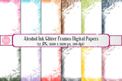 Alcohol Ink Glitter Frames Digital Papers Background Digital Pattern SineDigitalDesign 