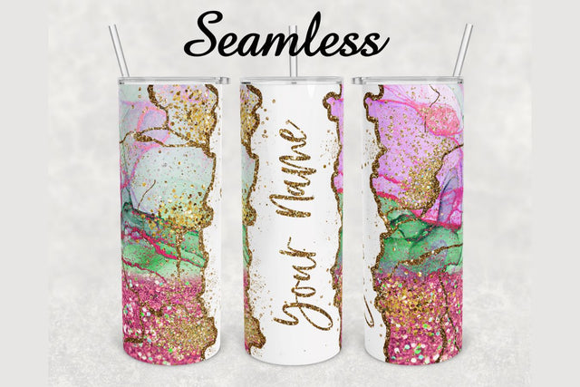 Alcohol Ink Gold Agate Tumbler sublimation design 20 oz skinny tumbler wrap Sublimation BambinaCreations 