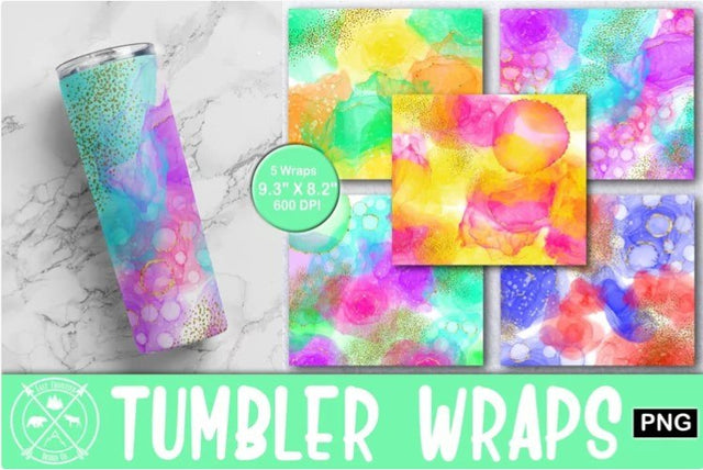Alcohol Ink Gold Foil Tumbler Sublimation Bundle Sublimation Last Frontier Design Co. 