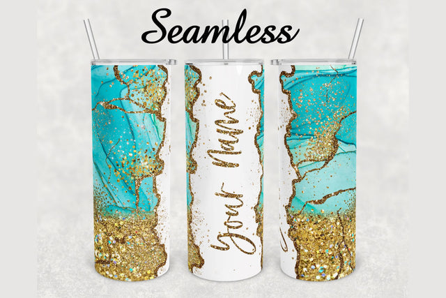 Alcohol Ink Gold Glitter Agate Tumbler sublimation design 20 oz skinny tumbler wrap Sublimation BambinaCreations 