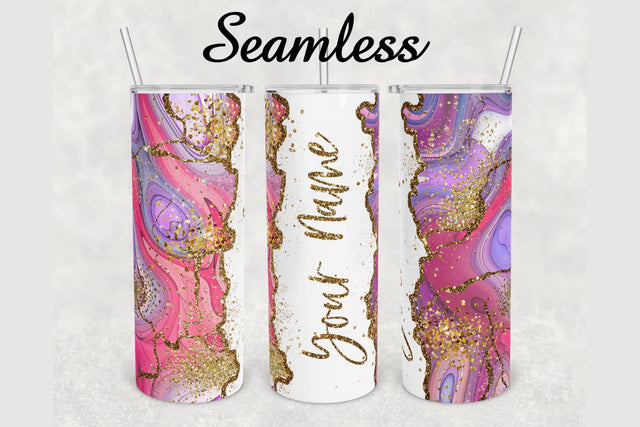 Alcohol Ink Gold Glitter Agate Tumbler sublimation design 20 oz skinny tumbler wrap Sublimation BambinaCreations 