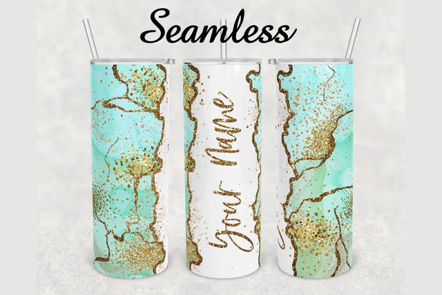 Alcohol Ink Gold Glitter Agate Tumbler sublimation design 20 oz skinny tumbler wrap Sublimation BambinaCreations 