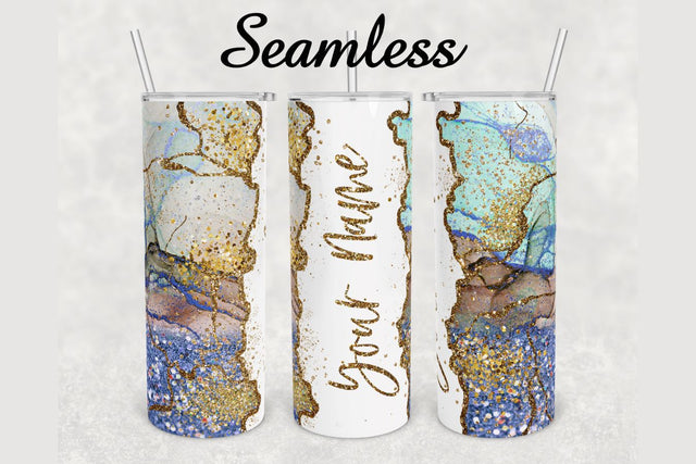 Alcohol Ink Gold Glitter Agate Tumbler sublimation design 20 oz skinny tumbler wrap Sublimation BambinaCreations 