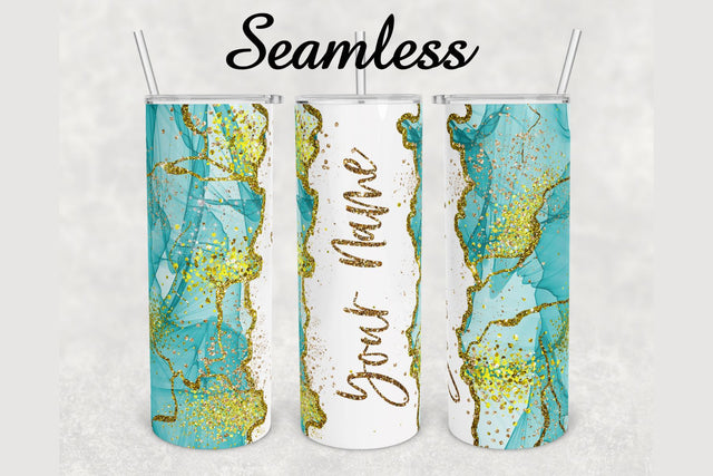 Alcohol Ink Gold Glitter Agate Tumbler sublimation design 20 oz skinny tumbler wrap Sublimation BambinaCreations 
