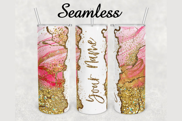 Alcohol Ink Gold Glitter Agate Tumbler sublimation design 20 oz skinny tumbler wrap Sublimation BambinaCreations 