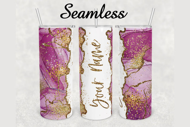 Alcohol Ink Gold Glitter Agate Tumbler sublimation design 20 oz skinny tumbler wrap Sublimation BambinaCreations 