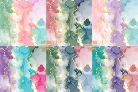 Alcohol Ink Gold Glitter Digital Papers Backgrounds Digital Pattern SineDigitalDesign 