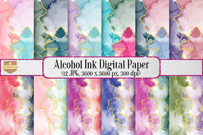 Alcohol Ink Gold Glitter Digital Papers Backgrounds Digital Pattern SineDigitalDesign 