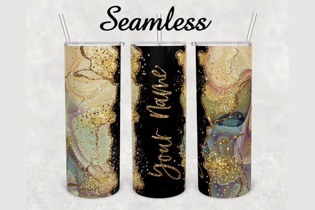 Alcohol Ink Gold Glitter Marble Tumbler sublimation design 20 oz skinny tumbler wrap Sublimation BambinaCreations 