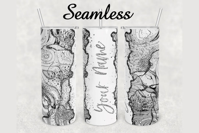 Alcohol Ink Gray Glitter Agate Tumbler sublimation design 20 oz skinny tumbler wrap Sublimation BambinaCreations 
