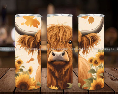 Alcohol Ink Highland Cow 20oz Sublimation Tumbler Designs, Rainbow 9.2 x 8.3” Straight Skinny Tumbler Wrap PNG, Sublimation Design PNG Sublimation ToriDesigns 