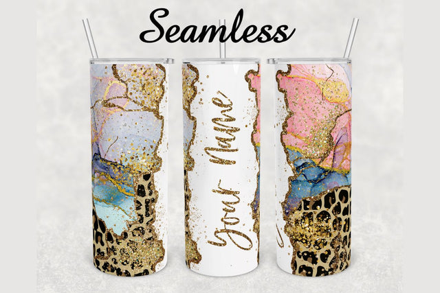 Alcohol Ink Leopard Glitter Marble Tumbler sublimation design 20 oz skinny tumbler wrap Sublimation BambinaCreations 
