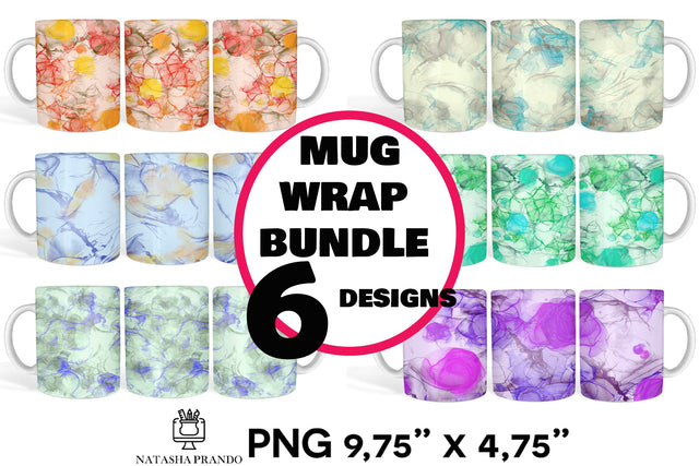 Alcohol Ink Mug Wrap Bundle, Ink Texture Seamless Wrap Sublimation Natasha Prando 