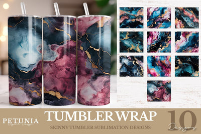 Alcohol Ink Tumbler Wrap | Skinny Tumbler Wrap Sublimation Sublimation Petunia Digital Design 