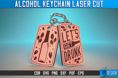 Alcohol Keychain Laser Cut SVG | Alcohol Laser Cut SVG Design | CNC Files SVG Fly Design 