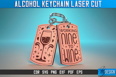 Alcohol Keychain Laser Cut SVG | Alcohol Laser Cut SVG Design | CNC Files SVG Fly Design 