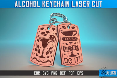 Alcohol Keychain Laser Cut SVG | Alcohol Laser Cut SVG Design | CNC Files SVG Fly Design 