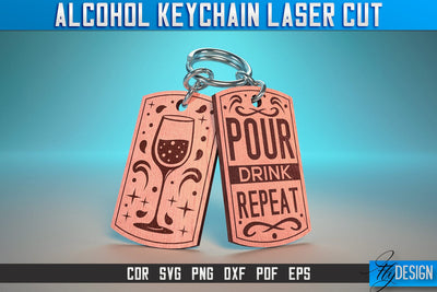 Alcohol Keychain Laser Cut SVG | Alcohol Laser Cut SVG Design | CNC Files SVG Fly Design 