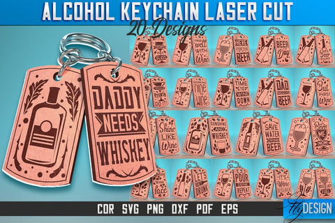Alcohol Keychain Laser Cut SVG | Alcohol Laser Cut SVG Design | CNC Files SVG Fly Design 