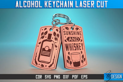 Alcohol Keychain Laser Cut SVG | Alcohol Laser Cut SVG Design | CNC Files SVG Fly Design 