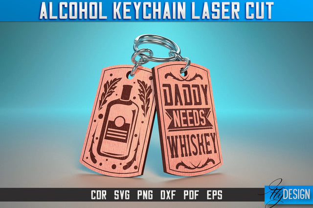 Alcohol Keychain Laser Cut SVG | Alcohol Laser Cut SVG Design | CNC Files SVG Fly Design 