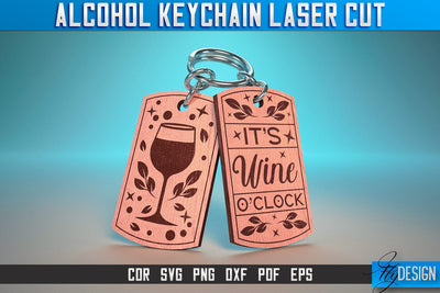 Alcohol Keychain Laser Cut SVG | Alcohol Laser Cut SVG Design | CNC Files SVG Fly Design 