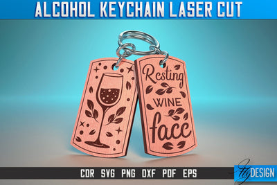 Alcohol Keychain Laser Cut SVG | Alcohol Laser Cut SVG Design | CNC Files SVG Fly Design 