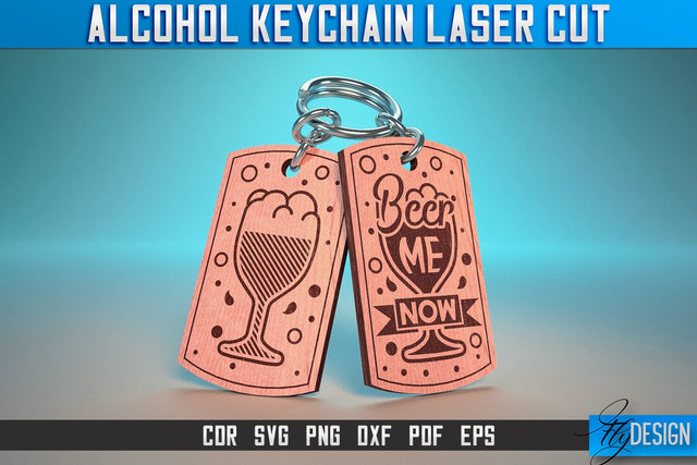 Alcohol Keychain Laser Cut SVG | Alcohol Laser Cut SVG Design | CNC Files SVG Fly Design 