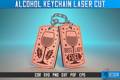Alcohol Keychain Laser Cut SVG | Alcohol Laser Cut SVG Design | CNC Files SVG Fly Design 