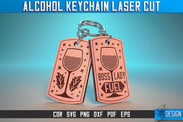 Alcohol Keychain Laser Cut SVG | Alcohol Laser Cut SVG Design | CNC Files SVG Fly Design 