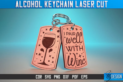 Alcohol Keychain Laser Cut SVG | Alcohol Laser Cut SVG Design | CNC Files SVG Fly Design 
